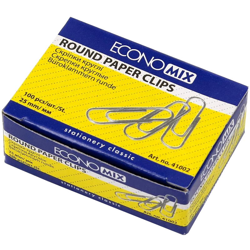 Скріпки ECONOMIX (E41002) 25 мм, круглі, нікельовані, 100 шт.